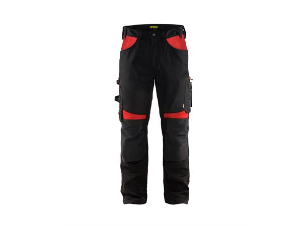 Blåkläder håndverksbukse u/spikerlommer Svart/Rød, str.C56