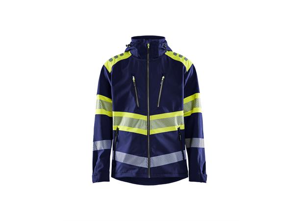 Blåkläder Hivis softshell jakke Kl.1 Marineblå/Gul, str.4XL