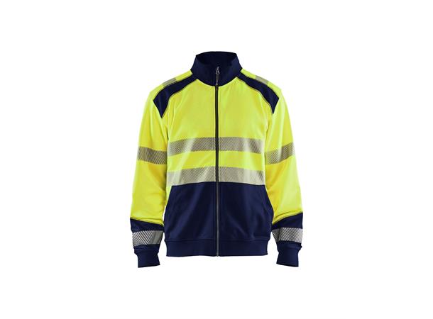 Blåkläder Varsel genser med hel glidelås Gul/Marineblå, str.4XL