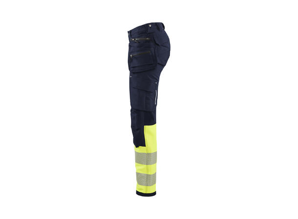 Blåkläder Varselbukse 4-veisstretch Marineblå/Gul, str.D20, dame