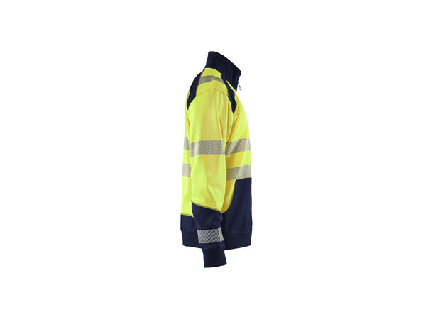 Blåkläder genser med halv glidelås Gul/Marineblå, str.XL, varsel