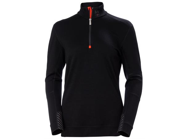 Helly Hansen W Lifa Merino genser Svart, str.M med 1/2 glidelås
