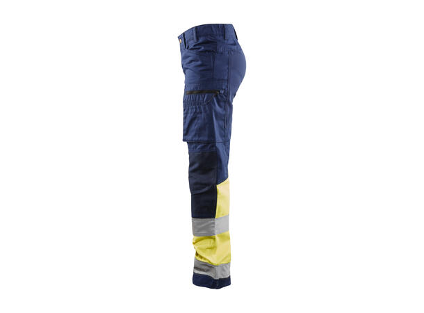 Blåkläder Varselbukse med stretch Marineblå/Gul, str.C32, dame