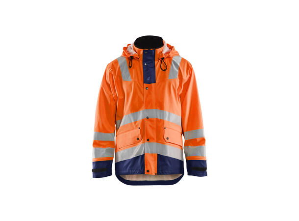 Blåkläder 4302 Regnjakke Varsel Level 2 Oransje/Marineblå XS