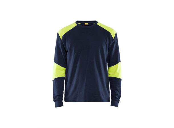 Blåkläder T-skjorte flammehemmende Marineblå/Gul, str.4XL