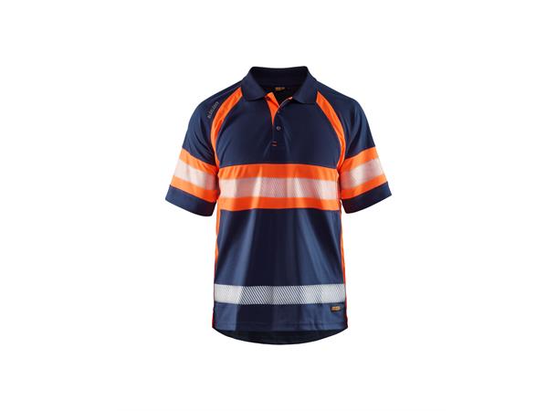 Blåkläder Skjorte Polo synlig Kl. 1 Marineblå/Oransje, str.4XL