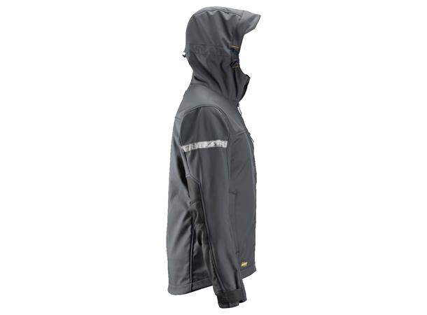 Snickers 1229 AllroundWork Softsheljakke Grå/Svart, str.XS, jakke m/hette