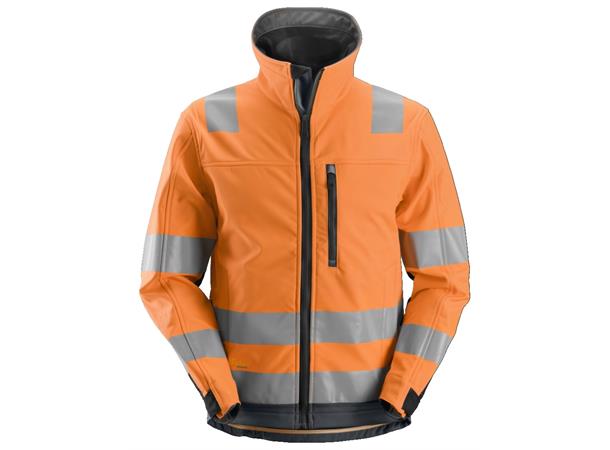 Snickers 1230 AllroundWork Softsheljakke HiVis Oransje/Grå, str.XS Kl.3