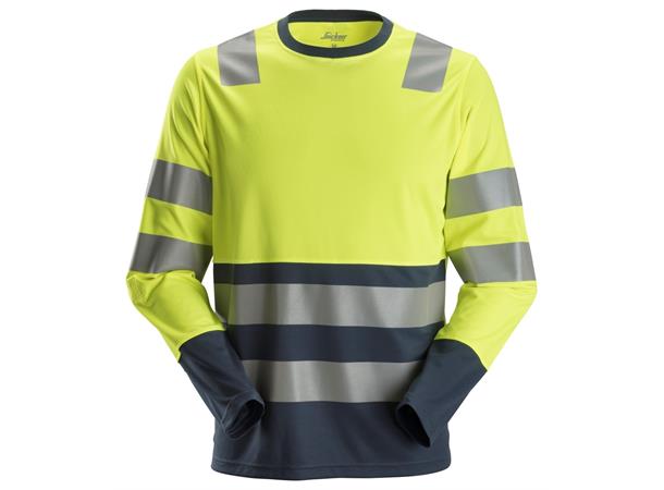Snickers 2433 AllroundWork trøye HiVis Gul/Blå, str.XS Kl.2