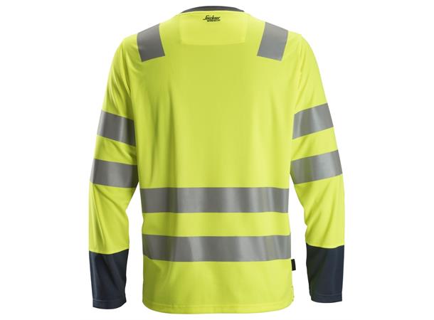 Snickers 2433 AllroundWork trøye HiVis Gul/Blå, str.XS Kl.2