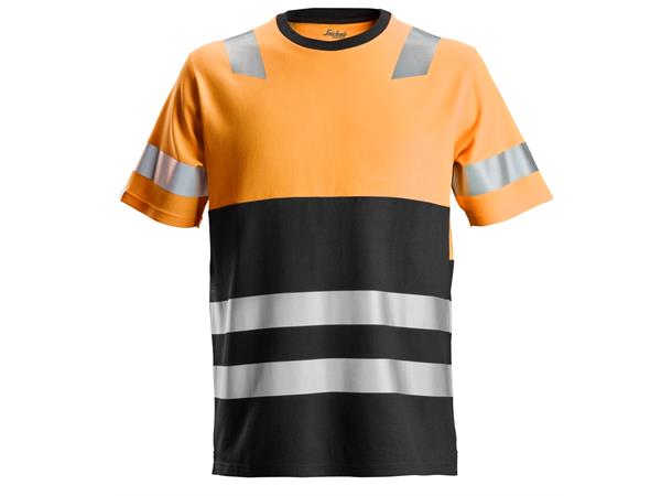 Snickers 2534 AllroundWork T-skjorte HiVis Oransje/Svart, str.XS Kl.1