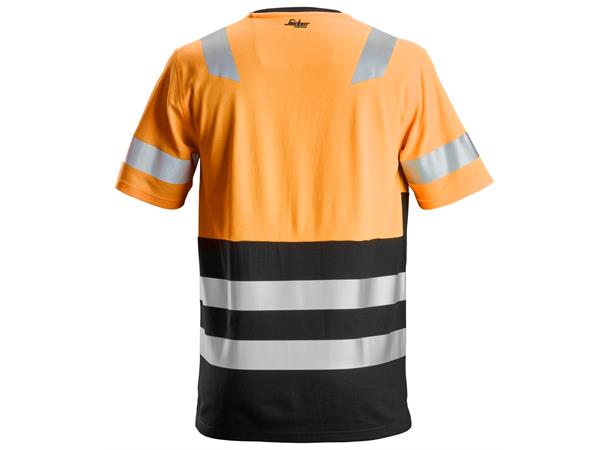Snickers 2534 AllroundWork T-skjorte HiVis Oransje/Svart, str.XS Kl.1