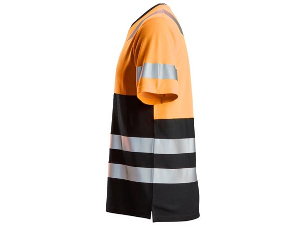 Snickers 2534 AllroundWork T-skjorte HiVis Oransje/Svart, str.XS Kl.1