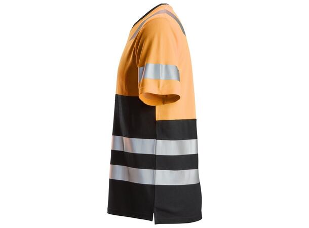 Snickers 2534 AllroundWork T-skjorte HiVis Oransje/Svart, str.XS Kl.1