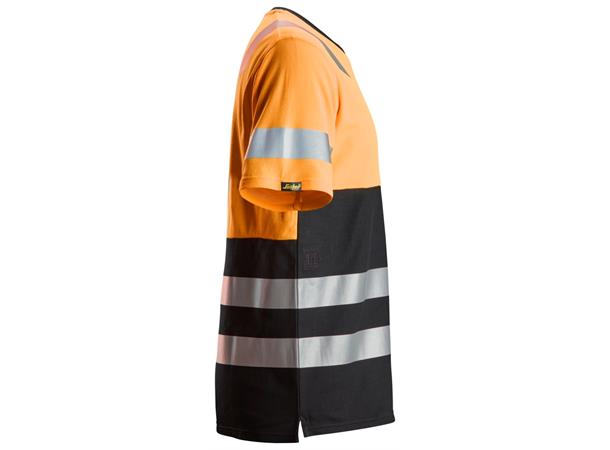 Snickers 2534 AllroundWork T-skjorte HiVis Oransje/Svart, str.XS Kl.1