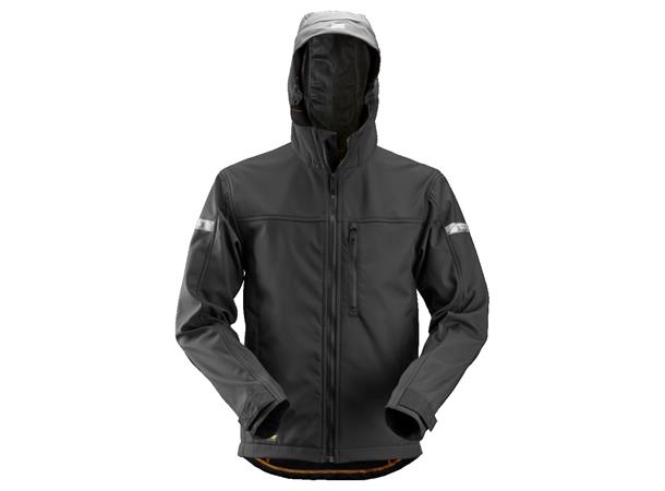 Snickers 1229 AllroundWork Softsheljakke Svart, str.XS, jakke m/hette