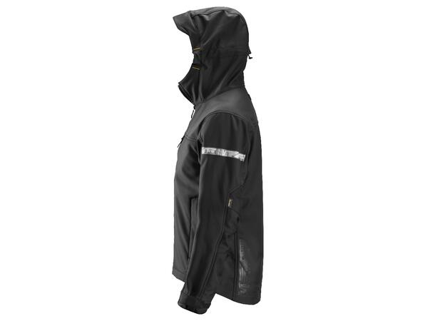 Snickers 1229 AllroundWork Softsheljakke Svart, str.XS, jakke m/hette
