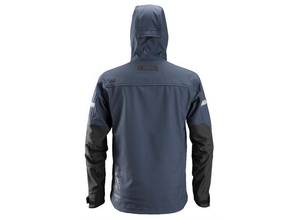 Snickers 1229 AllroundWork Softsheljakke Marineblå/Svart, str.XS, jakke m/hette