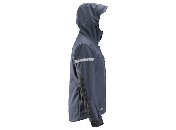 Snickers 1229 AllroundWork Softsheljakke Marineblå/Svart, str.XS, jakke m/hette