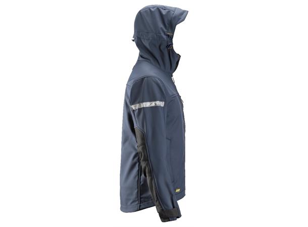 Snickers 1229 AllroundWork Softsheljakke Marineblå/Svart, str.XS, jakke m/hette