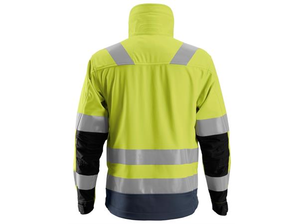 Snickers 1230 AllroundWork Softsheljakke HiVis Gul/Blå, str.XS Kl.3