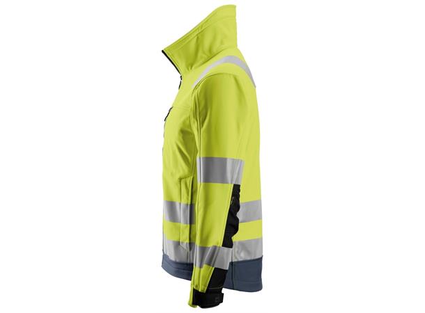 Snickers 1230 AllroundWork Softsheljakke HiVis Gul/Blå, str.XS Kl.3