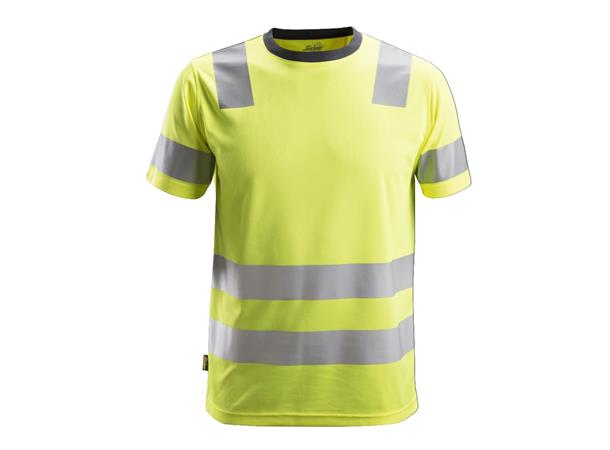 Snickers 2530 AllroundWork T-skjorte HiVis Gul, str.XS Kl.2