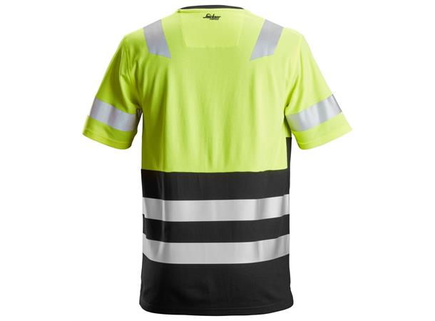 Snickers 2534 AllroundWork T-skjorte HiVis Gul/Svart, str.XS Kl.1