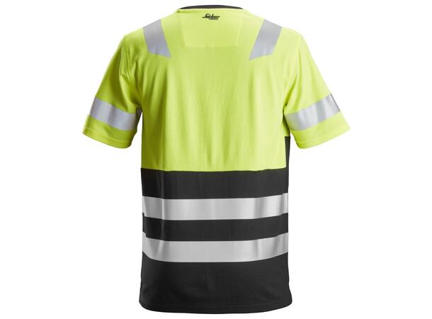 Snickers 2534 AllroundWork T-skjorte HiVis Gul/Svart, str.XS Kl.1