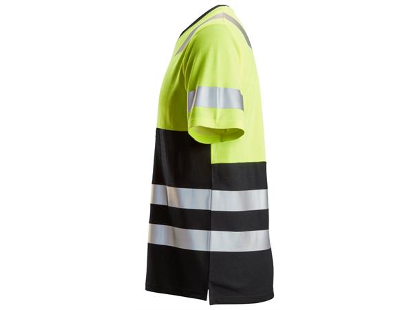 Snickers 2534 AllroundWork T-skjorte HiVis Gul/Svart, str.XS Kl.1