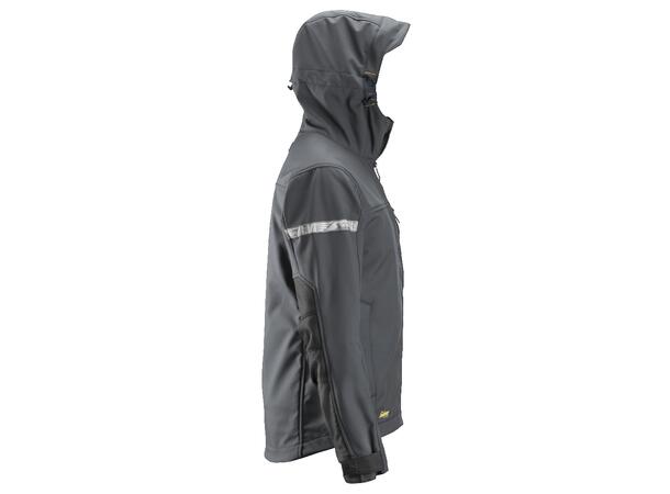 Snickers 1229 AllroundWork Softsheljakke Grå/Svart, str.XL, jakke m/hette