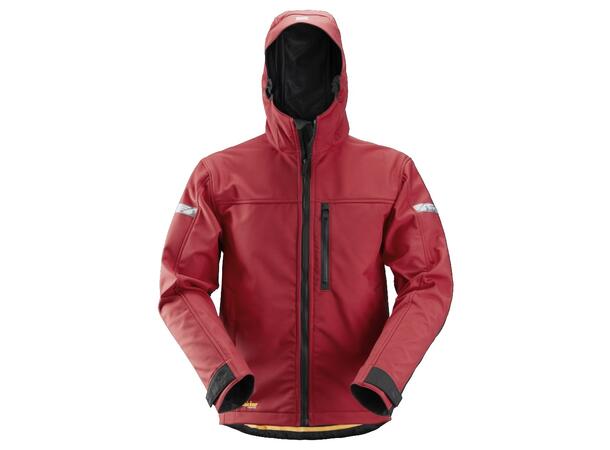 Snickers 1229 AllroundWork Softsheljakke Rød/Svart, str.4XL, jakke m/hette