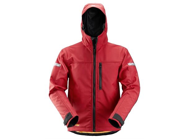 Snickers 1229 AllroundWork Softsheljakke Rød/Svart, str.XS, jakke m/hette