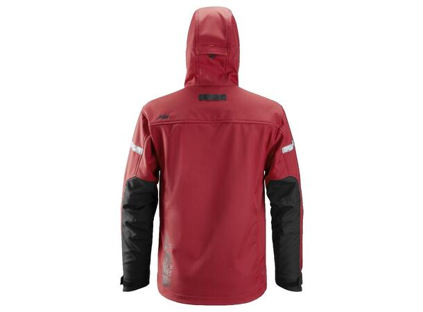 Snickers 1229 AllroundWork Softsheljakke Rød/Svart, str.4XL, jakke m/hette