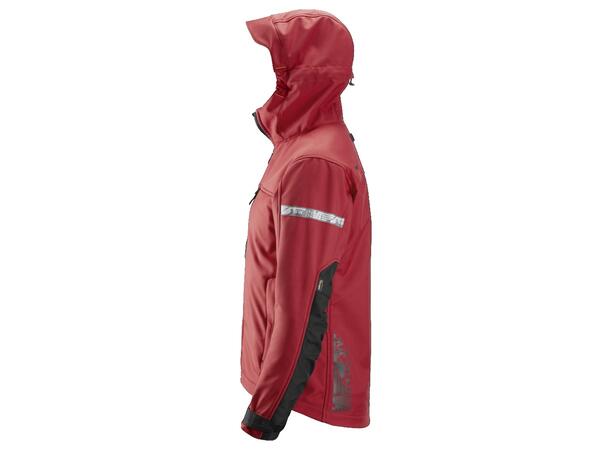 Snickers 1229 AllroundWork Softsheljakke Rød/Svart, str.XS, jakke m/hette