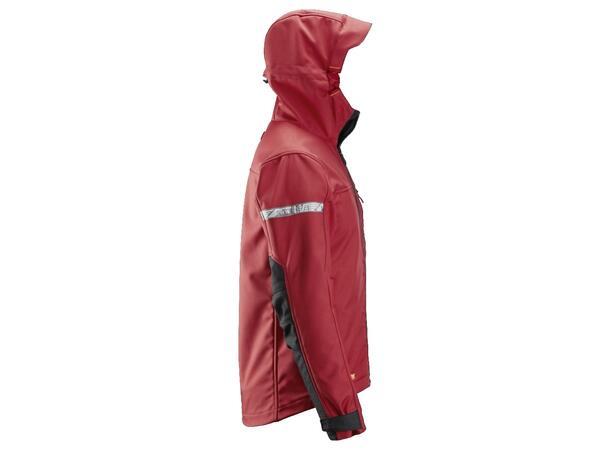 Snickers 1229 AllroundWork Softsheljakke Rød/Svart, str.4XL, jakke m/hette