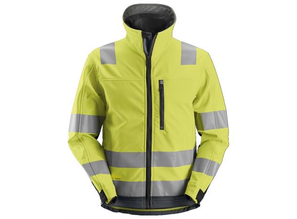Snickers 1230 AllroundWork Softsheljakke HiVis Gul/Grå, str.XS Kl.3