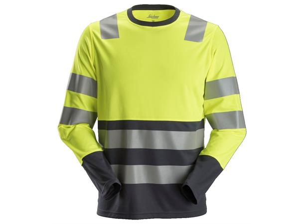 Snickers 2433 AllroundWork trøye HiVis Gul/Grå, str.XS Kl.2