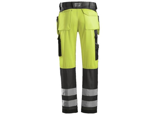 Snickers 3233 Arbeidsbukse hylsterlommer HiVis Gul/Svart, str.150, Kl.2