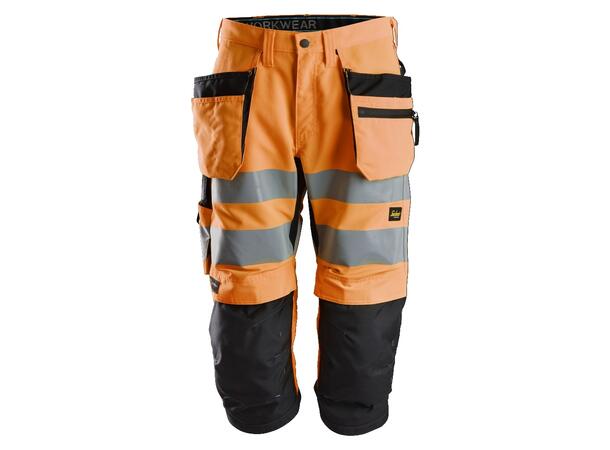 Snickers 6134 LiteWork+ Pirat m/lommer HiVis Oransje/Svart, str.056 Kl.2