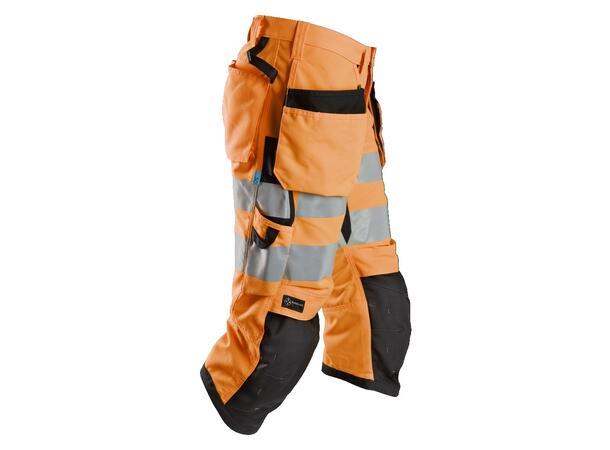 Snickers 6134 LiteWork+ Pirat m/lommer HiVis Oransje/Svart, str.056 Kl.2