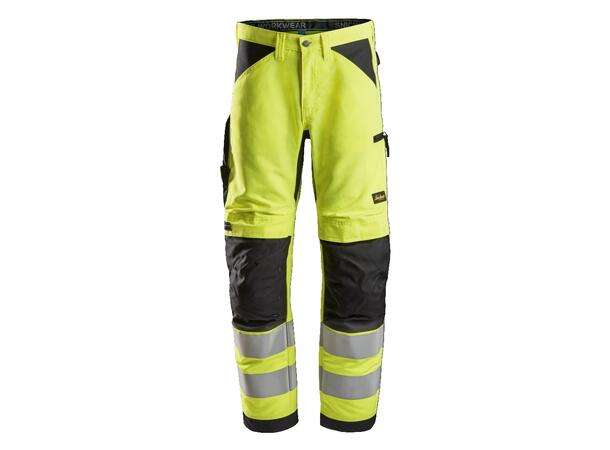 Snickers 6332 LiteWork Arbeidsbukse+ HiVis Gul/Svart, str.120 Kl.2 HiVis