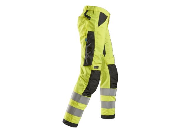 Snickers 6332 LiteWork Arbeidsbukse+ HiVis Gul/Svart, str.120 Kl.2 HiVis