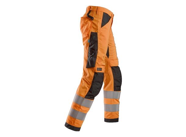 Snickers 6332 LiteWork Arbeidsbukse+ HiVis Oransje/Svart, str.052 Kl.2 HiVis