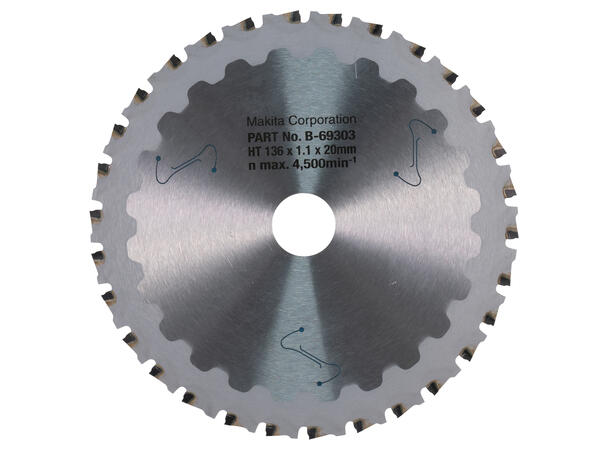 Makita Sirkelsagblad Efficut B-69303 T.C.T., 136 x 20 mm, 30 T