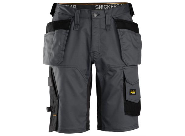 Snickers 6151 AllroundWork stretchshorts Grå/Svart, str.044, m/hylsterlommer