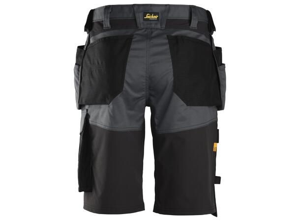 Snickers 6151 AllroundWork stretchshorts Grå/Svart, str.044, m/hylsterlommer