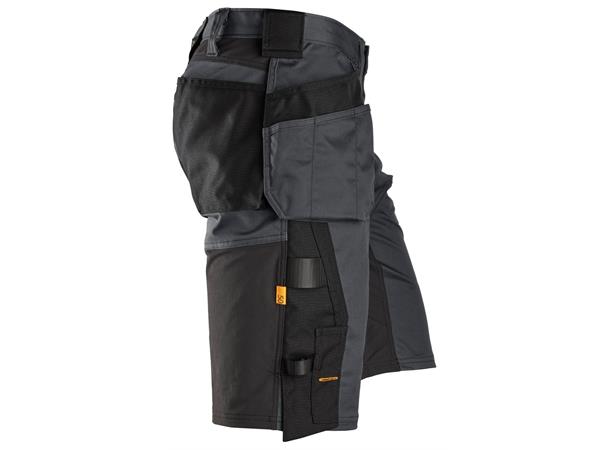Snickers 6151 AllroundWork stretchshorts Grå/Svart, str.044, m/hylsterlommer