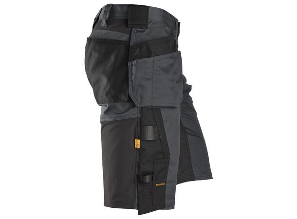 Snickers 6151 AllroundWork stretchshorts Grå/Svart, str.044, m/hylsterlommer