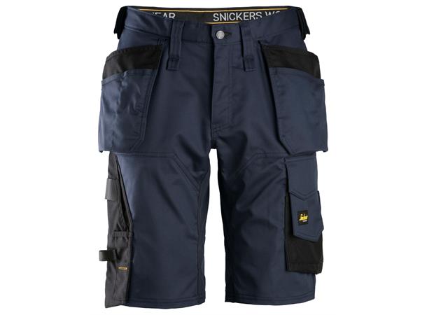 Snickers 6151 AllroundWork stretchshorts Marineblå/Svart str.044, m/hylsterlommer